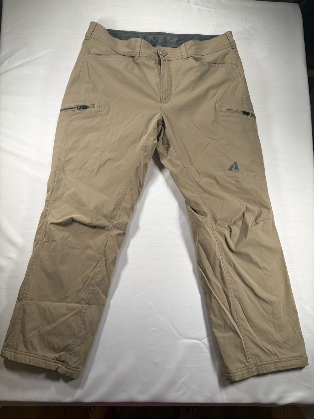 Eddie Bauer First Ascent Mens Fleece Lined Hiking Pants 36x30 Tan Khaki